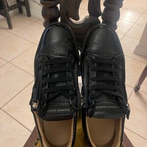 Giuseppe Zanotti Black Leather Sneakers with Silver Accents